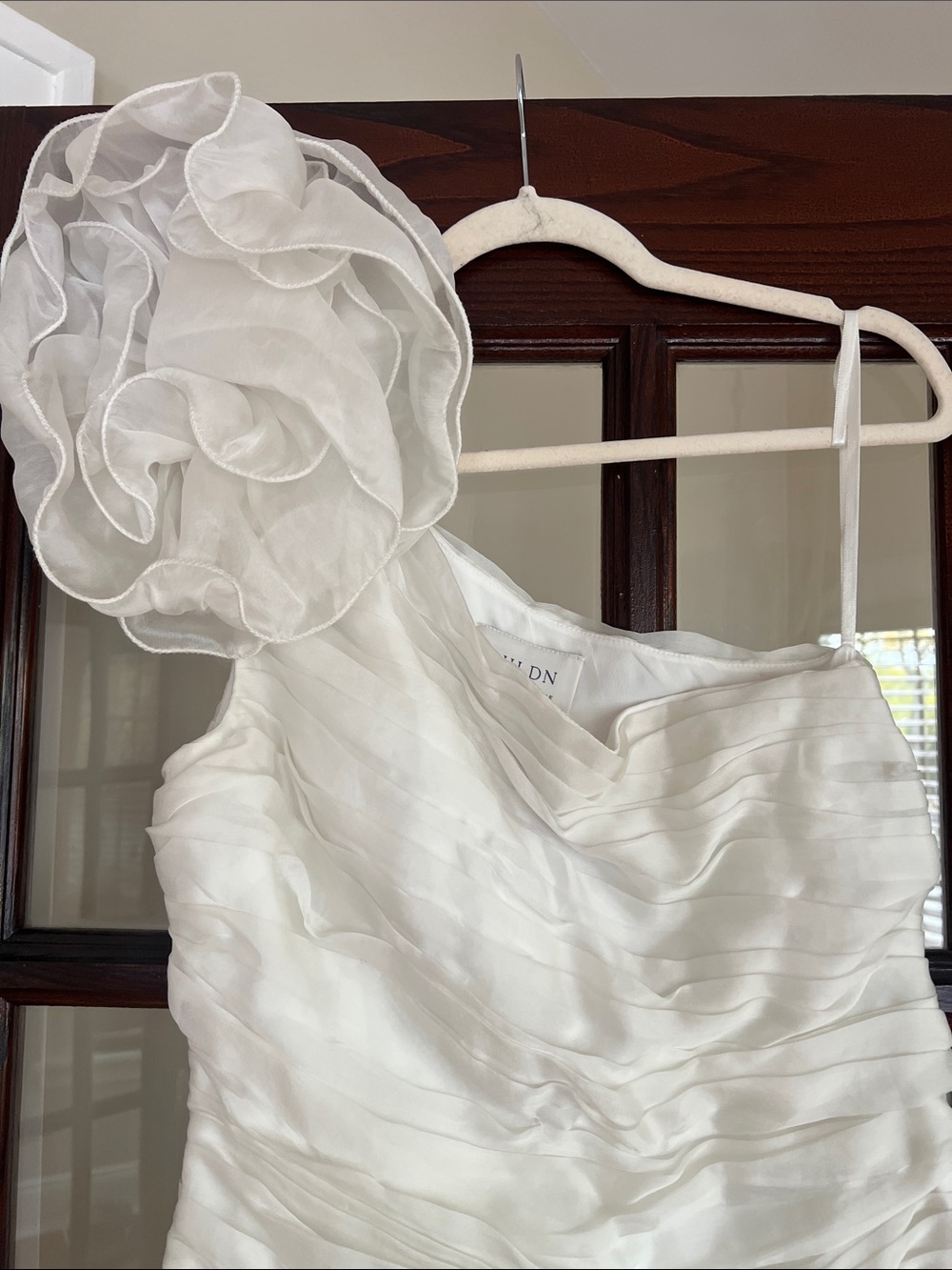 BHLDN by Anthropologie White One-Shoulder Ruffled Cocktail Dress - Picture 2 of 10